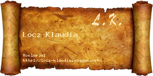 Locz Klaudia névjegykártya
